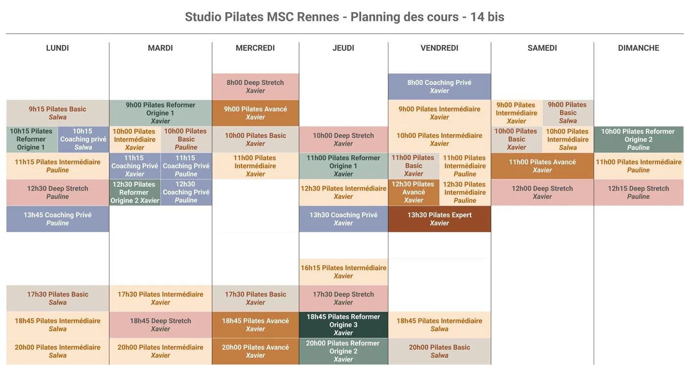 Planning MSC Pilates