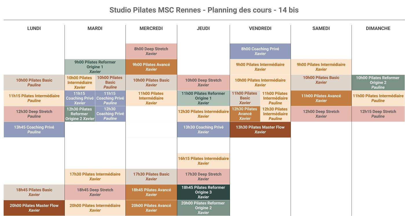 Planning MSC Pilates